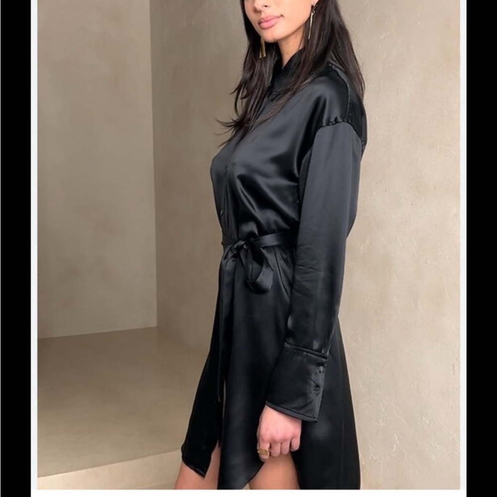 Banana Republic Black Long Sleeve Shirt Dress